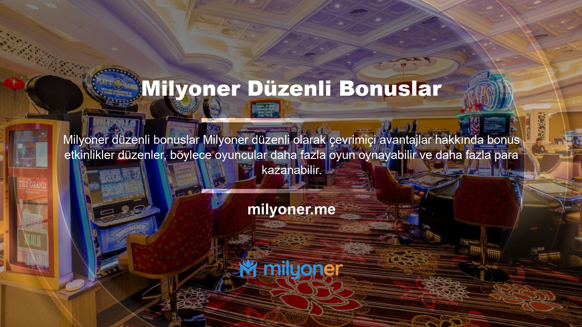 Milyoner casino bonusları farklı casino oyunları için bonuslar sunduğundan, farklı casino oyunlarında şansınızı deneyebilir ve heyecanı artırabilirsiniz